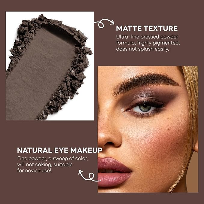 HOSAILY Dark Brown Single Matte Nude Eyeshadow, Velvet Neutral Eye Shadow for Older Women Pressed Powder Primer Base Makeup, High Pigmented LongLasting Eye Shadow Palette Makeup, sombras para ojos 04