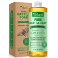 Yoken Peppermint Castile Soap Liquid (EWG Verified, 32 OZ) Made with Certified Organic Oils, Gentle Peppermint Soap for Body Wash, Face, Hands, Dishes, Laundry & More, Vegan Natural Versatile Cleanser