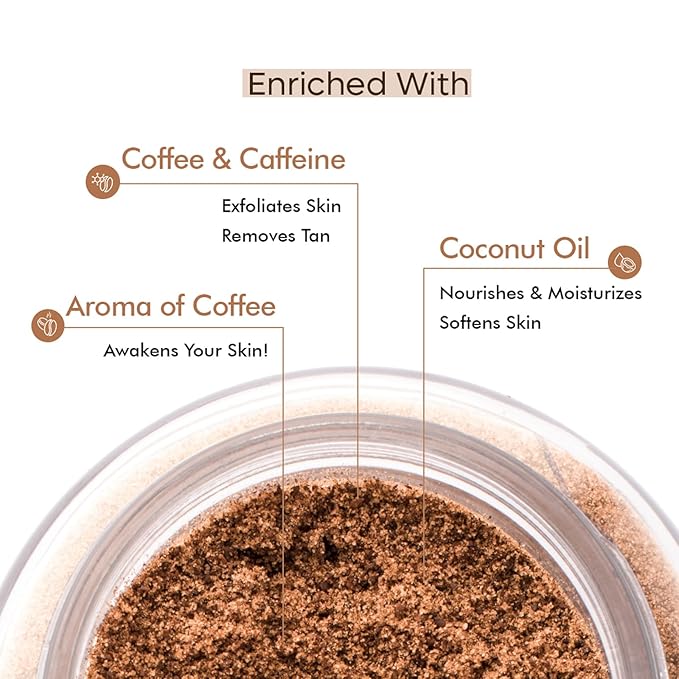 mCaffeine Naked and Raw Coffee Body Scrub - Coconut - Normal to Oily Skin for Unisex - 3.5 oz Scrub