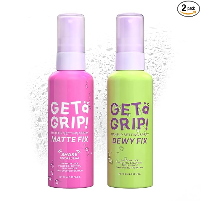 2PCS Dewy and Matte Setting Spray,Long-lasting Makeup Setting Spray for 12 HR Wear,Hydrating Oil Control Face Makeup Mist Set,Waterproofing Facial Mist for Natural Finish, 2.03 Fl Oz