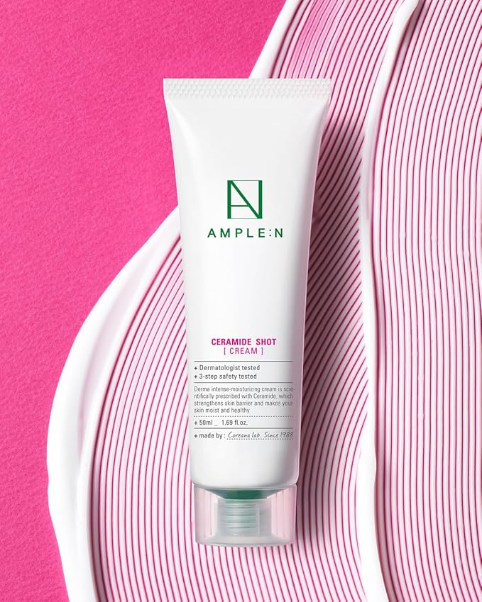 CORÉANA AMPLE:N Ceramide Shot Cream - Hydrating Moisturizer Unscented for Dry and Sensitive Skin – Strengthening Skin Barrier – Skin Repair Cream for Rough Skin,1.69 oz.