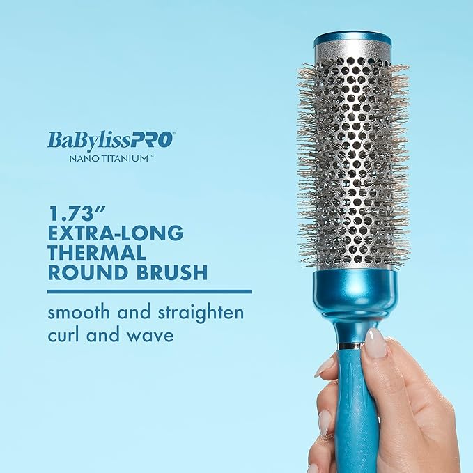 BaBylissPRO Nano Titanium 1.73" Extra-Long Thermal Round Hair Brush – Blowouts, Smooth Finish, Frizz Control, All Hair Types