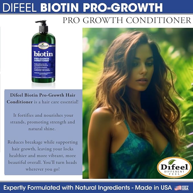 Difeel Biotin Regimen for Hair Growth - 4-Step Shampoo, Condition and Treatment System (4-PC SET) | Difeel