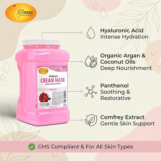 SPA REDI Professional Cream Mask – Spa-Grade Skin Hydration, Nourishment & Relaxation | Pro-Performance. Pure Peace of Mind. | Superior Client Satisfaction & GHS Safety 128 Oz