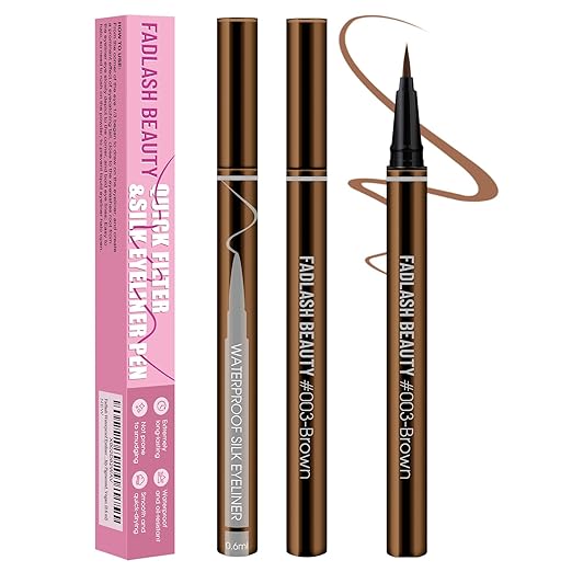 Eyeliner Liquid Eyeliner with Fine Brush for Smooth Application, Waterproof & Smudge-Proof Eye Liner, Long-Lasting Makeup, Highly Pigmented Brown Eyeliner Pencil, Cruelty-Free & Vegan, 0.6ml