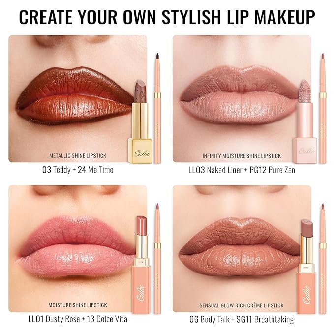 Oulac Light Purple Lipliner Pencil, 2in1 Retractable Makup Crayon for Lip Liner and Eye Liner, Highly Pigmented, Smooth, Long Lasting and Waterproof Formula, Vegan Beauty, 09 Sweet Taro