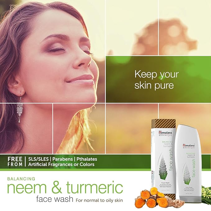 Himalaya Botanique Balancing Neem & Turmeric Face Wash, Dermatologically Tested, Vitamin E, Vegan, Cruelty Free, Paraben Free, SLS Free, 5.07 Fl Oz, 2 Pack