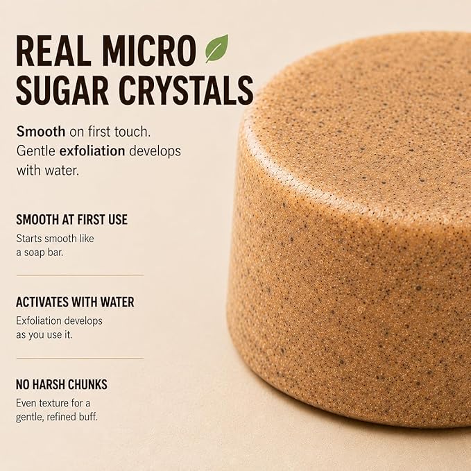 Morava Body Scrub Bar – Solid Sugar Body Scrub with Coffee & Sugar, Exfoliating & Moisturizing Body Scrub, Plastic-Free, Grapefruit & Ginger, 3.17 oz