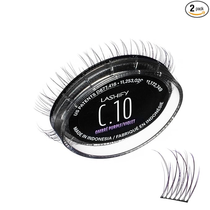 Lashify Curl 10mm Gossamer Eyelash Extensions Refill in Ombre Purple, Easy DIY False Lashes for a Natural Look