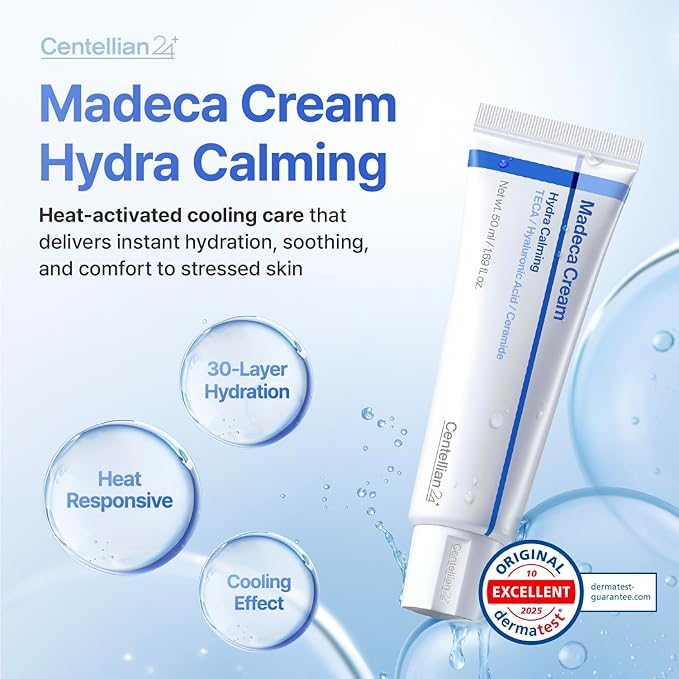 CENTELLIAN 24 Hydra Calming Madeca Cream Taehyun Edition 1.69 fl oz + Azelaic Acid 10 Calming Serum 1.01 fl oz Korean Skincare, Acne Prone Skin, Oil Control, Redness Relief, Pore Care, Barrier Repair
