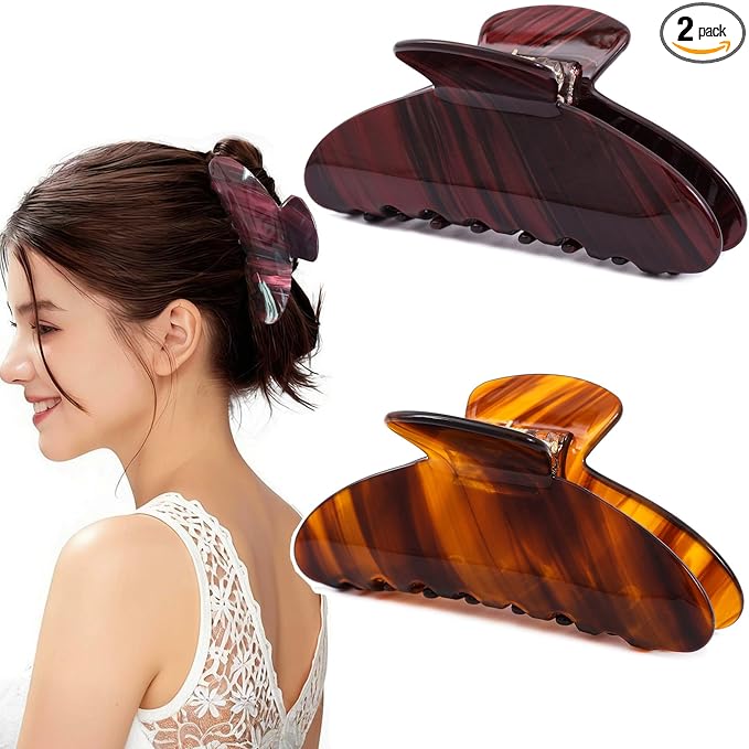 2 Pack Acetate Hair Claw Clips for Women 4 Inch Large Claw Hair Clips for Thin to Thick Hair