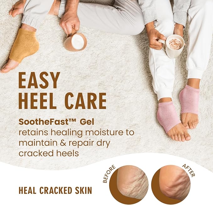 Dr. Frederick’s Original Moisturizing Fuzzy Heel Socks - Cozy Gel-Lined Socks for Dry Cracked Heels - 2 Pairs - Overnight Foot Care with Olive Oil, Vitamin E - Gifts for Women & Men - Citrus Glow