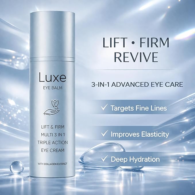 Luxe Eye Balm, Eye Balm Stick, 3-in-1 Hydrating & Smoothing Eye Cream with Collagen, Lightweight Formula for Daily Eye Care, Portable Design