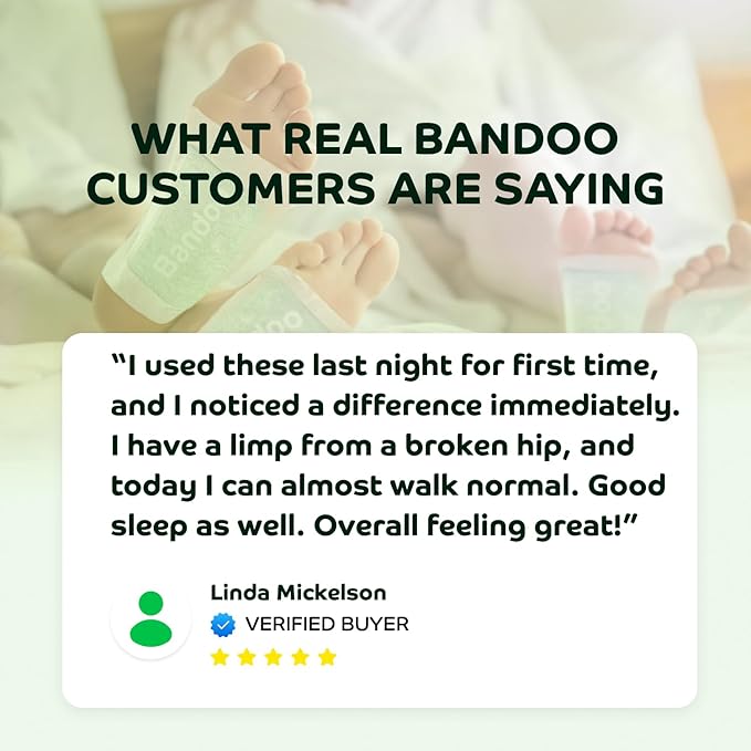 Bandoo Original Foot Pads – Premium Natural Foot Care Pad, Comfortable Overnight Application for Men & Women - 10 Count