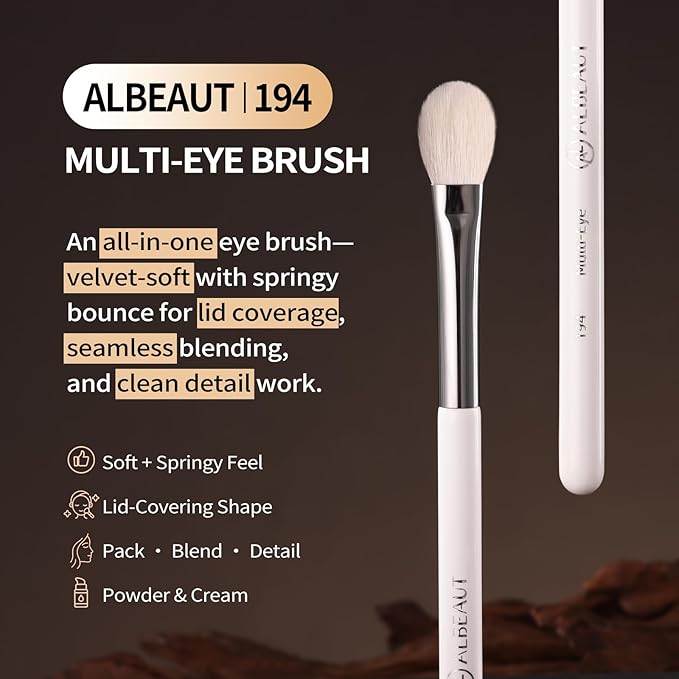 Albeaut Eyeshadow Brush, Eye Makeup Brush Even Eyeshadow Applicators Soft Natural Hair Bristles for Flawless Smudge, Multi-task for spot conealing & highlighting (194 Multi-Eye)