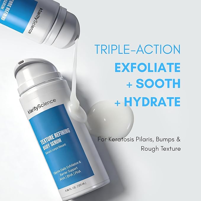 KP Treatment Serum - Triple Acid Complex (AHA + BHA + PHA) for Keratosis Pilaris | Gentle Daily Body Serum for Rough Bumpy Skin, Strawberry Legs & Ingrown Hairs | 4 fl oz
