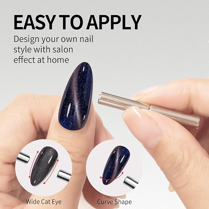 MAYCHAO 15ML Galaxy Cat Eye Gel Nail Polish 1Pc Dark Blue Shimmer Gel Polish with Magnet Soak off Holographic Magnetic Nail Polish for Nail Art Manicure Salon DIY at Home, 0.5 OZ
