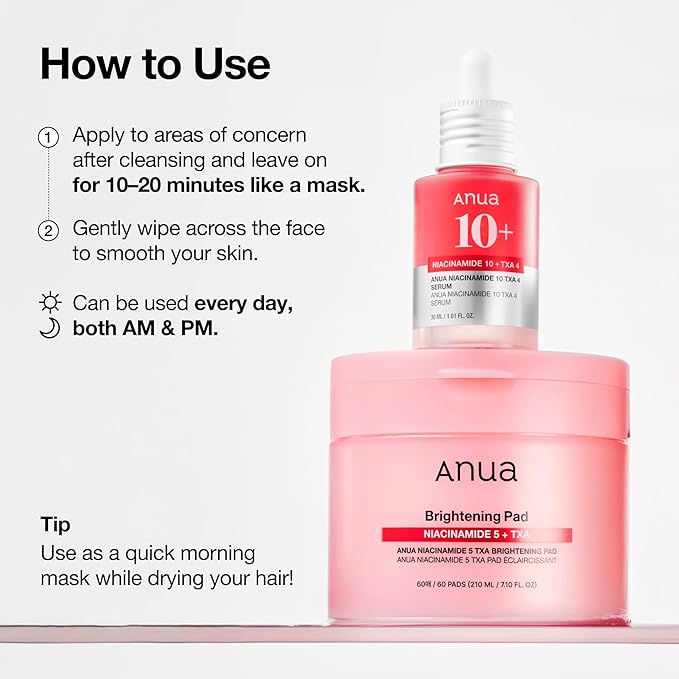 Anua Niacinamide 5 TXA Toner Pads, Under Eye Brightener with Tranexamic Acid & Peptides, dark spot corrector for Hyperpigmentation, korean skin care, 60 Pads