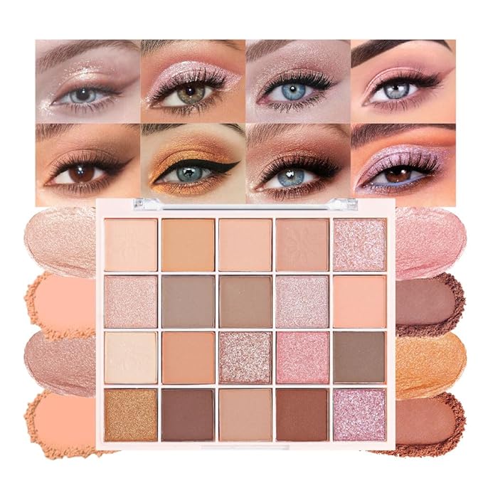 CAKAILA 20 Colors Nude Pink Gold Brown Basics Eyeshadow Palette,Matte Nude Neutral Naked Eye Shadow Makeup,Long Lasting Waterproof,Great for Travel Gift Kit