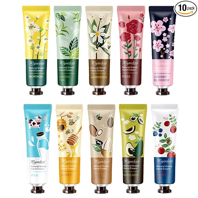 BONNIESTORE 10 Pack Plant Fragrance Hand Cream, Moisturizing Hand Care Cream Travel Gift Set With Natural Aloe And Vitamin E For Women Bridesmaid-30ml