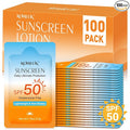 100 Pack Mini Sunscreen for Face and Body, SPF 50 Travel Size Sunscreen, Lightweight and Non-Greasy, Bulk Sunscreen for Summer Travel, Outdoor Sports and Activities, 0.19 OZ/Pack