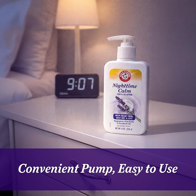 Arm & Hammer™ Nighttime Calm Foot & Leg Lotion with Magnesium - Lavender Scented Cream - 8oz. Hydrating & Moisturizing Magnesium Lotion with Shea Butter & Provitamin B5