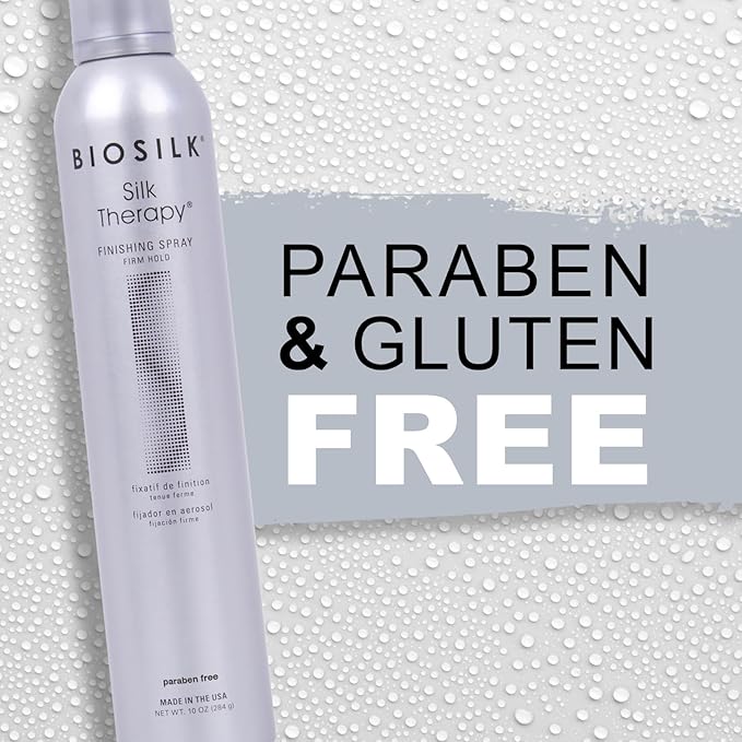 BioSilk Silk Therapy Finishing Spray Firm Hold, Strong-Hold Hairspray for Long-Lasting Styles, Adds Brilliant Shine & Keeps Hair Touchable, Sulfate-Free, Paraben-Free, Cruelty-Free, 10 Oz