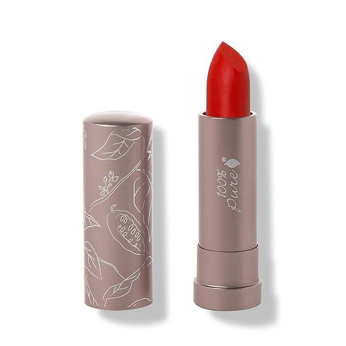 100% PURE Cocoa Butter Matte Lipstick Full Stay All Day Coverage, Lasting Moisturizing & Softening Natural Lip Color for All Skin Tones, Vegan Fruit Pigmented Sonora (Orange-Red) - 0.15 oz