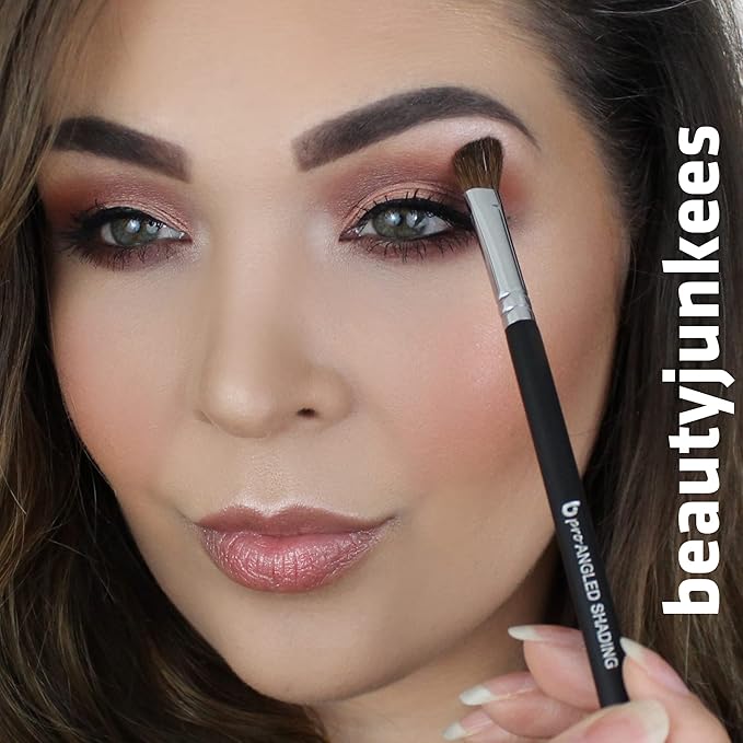 Angled Eyeshadow Brush Eyeshadow Blending Brush - Beauty Junkees Pro Angled Shading Eye Shadow Brush for Brow Bone Highlighter, Concealer, Crease, Inner Eyes, Corner, Nose Contour Makeup