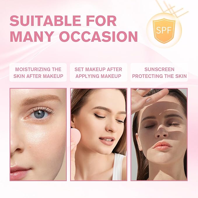 Sheer Setting Mist Sunscreen SPF 50, Glitter Body & Face Sunscreen Spray, Weightless, Fast Drying Setting Spray for a Hydrated, Dewy Finish, Beach, Festival, Summer Vacation (1 Pack)