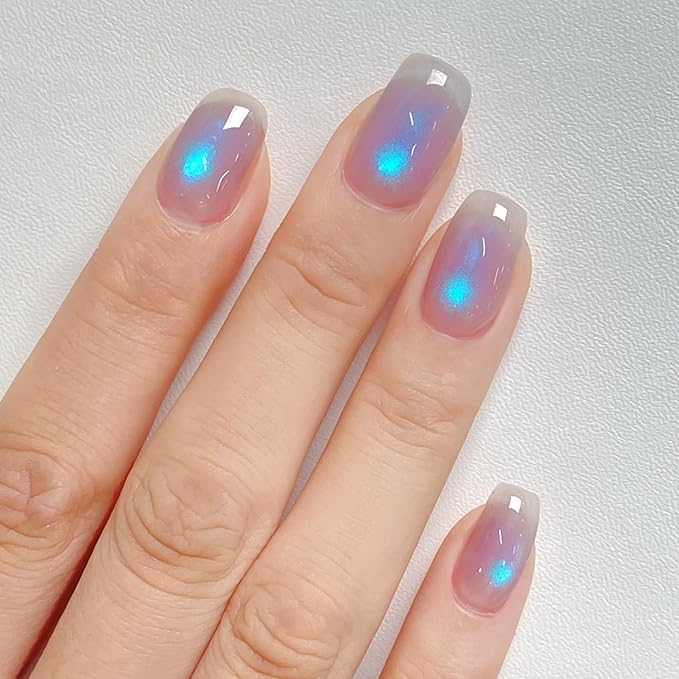 MAYCHAO 15ML Blue Tears Cat Eye Gel Nail Polish 1Pc Aurora Blue Cat Eye Gel Polish Soak off Holographic Magnetic Nail Polish for Nail Art Manicure Salon DIY at Home, 0.5 OZ