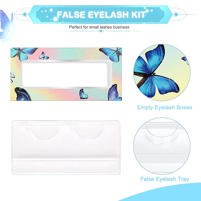 175 Pieces Lash Packaging Wholesale, Include 30 Empty Eyelashes Packaging Box, 30 False Lash Trays, 15 Eyelash Tweezers and 100 Eyelash Brush Mascara Wands Disposable (Green)