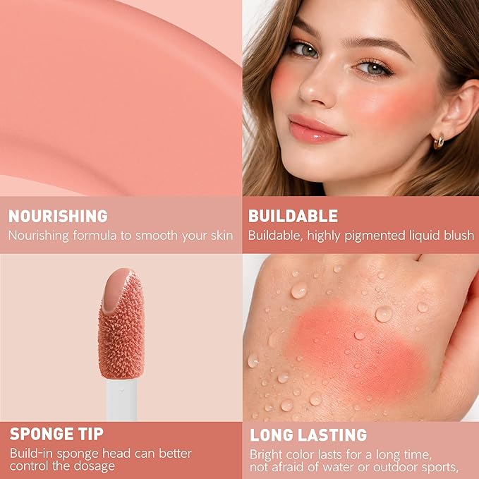 FV Liquid Blush, Long Lasting Buildable Cream Cheek Tint with High-Pigment Color, Weightless Blendable Formula for Natural Dewy Finish (Believe)