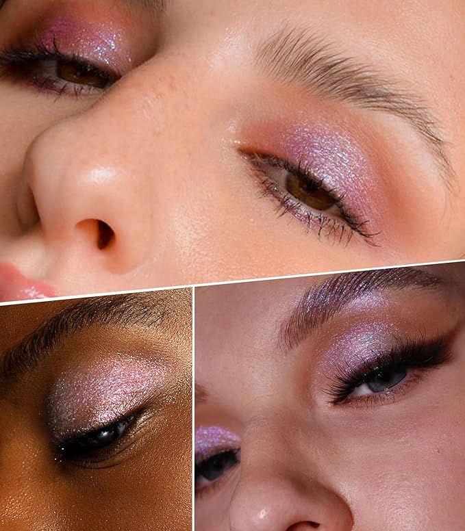 LAVONE Multichrome Eyeshadow, Iridescent Purple-Pink-Gold Eyeshadow Powder, Multidimensional Sparkle with One-Swipe Color, Highly Pigmented, Smooth Non-Falling