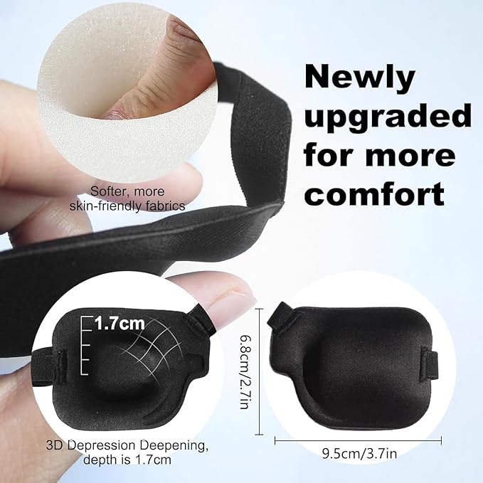 2Pcs 3D Eye Patches for Adults, Adjustable Medical Eyepatch for Lazy Eye, Large Black(Left and Right