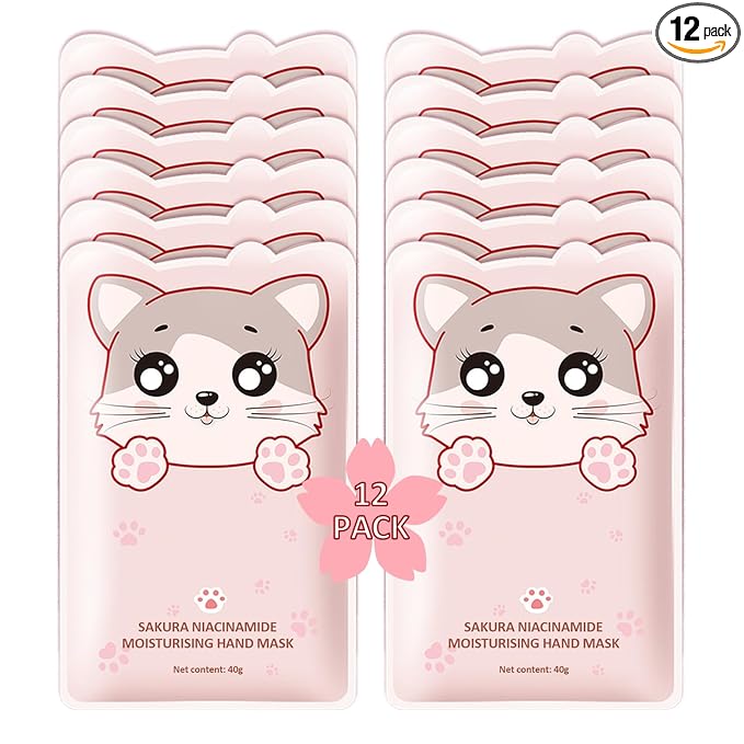 Hand Masks Moisturizing Gloves,12 Pairs Hydrating Hand Peel Masks Gift Set for Dry Cracked Hands Care,Long-lasting and Non-greasy Hand Moisturizer Gloves for Women