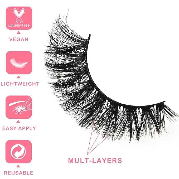 APCYUST Wispy Lashes Bulk 30 Pairs Natural Volume Eyelashes Wholesale Cat Eye Strip Lash Sets Short Thick Fluffy False Mink Eyelash Strips Full Small Fake Pestañas Postizas with Portable Pack