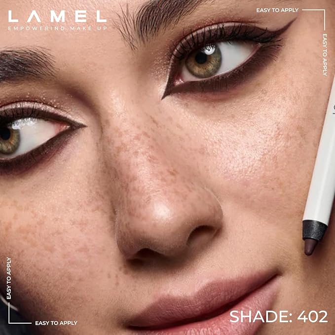 Lamel No Smudge Gel Eyeliner - Deep Brown - Waterproof Eyeliner Pencil - 10-Hour Wear, Sharpenable, Contact Lens Friendly, Vegan - Creamy & Sweat Proof Pencil - Highly Pigmented - 402 Shade