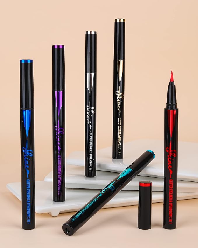 Bronze Glitter Eyeliner Liquid Liner-1Pcs Brown Metallic Shimmer Sparkling Colored Eye Liner Eyeshadow Makeup Pen, Long Lasting High Pigmented Waterproof Smudge-proof Eyeliner Pencil, Gift for Women