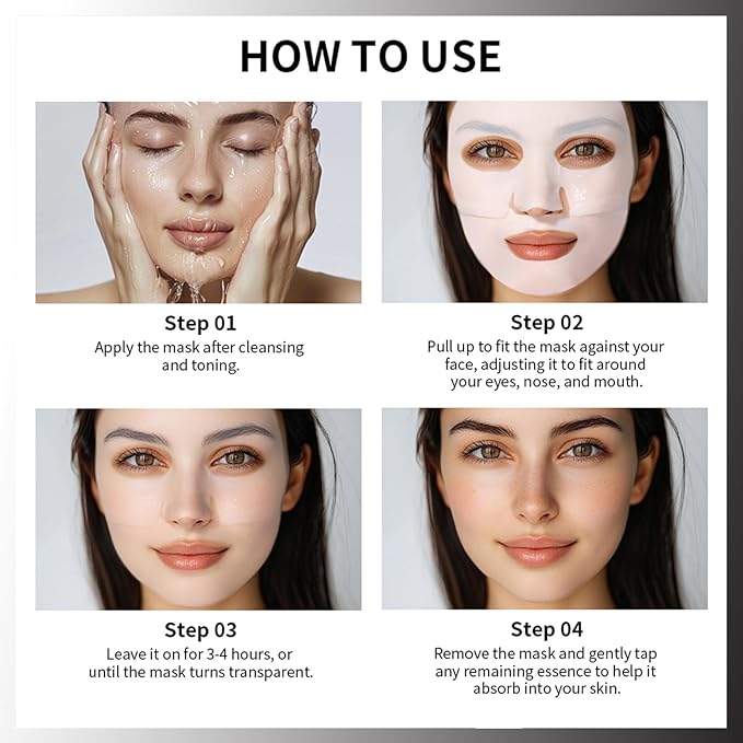 Sokgo Low Molecular Weight Collagen Overnight Hydrogel Mask, Enhances Skin Elasticity, Reduces Pores, Transforms from White to Transparent Upon Absorption Skin Care Treatment，