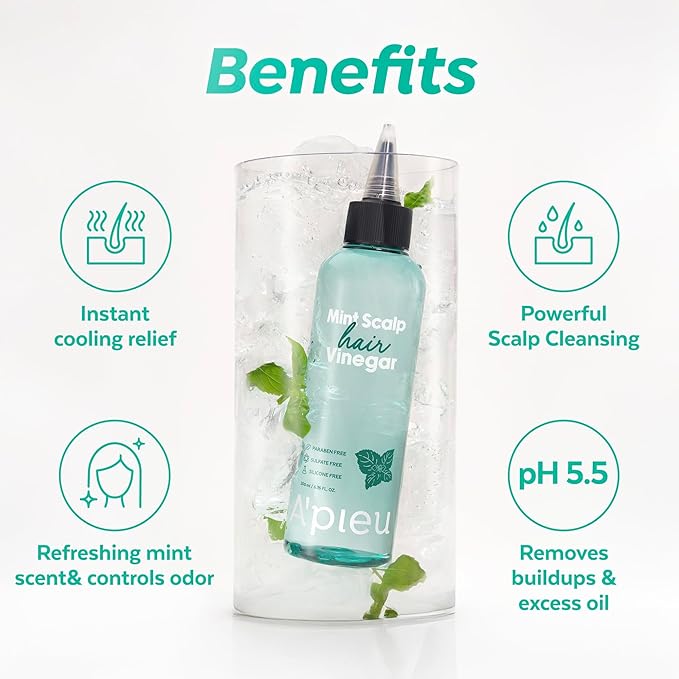 A’PIEU Mint Hair Vinegar Rinse for Cooling & Clarifying Scalp Care, Detox & Refreshing Treatment, Dandruff & Buildup Removal, Fresh Mint Scent, pH Balancing, Korean Haircare, 6.76 fl oz