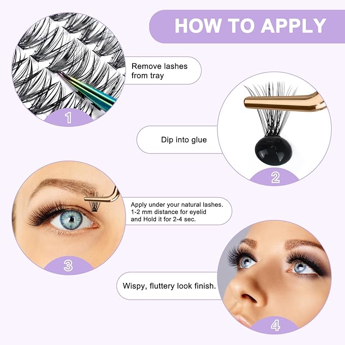B&Q Lash Clusters 280PCS Natural Eyelash Clusters 40D D 14mm Individual Lash Wispy Eyelash Extension with Soft Thin Band Classic Look Pestañas Postizas Comfortable DIY at Home(40D-D-14mm)