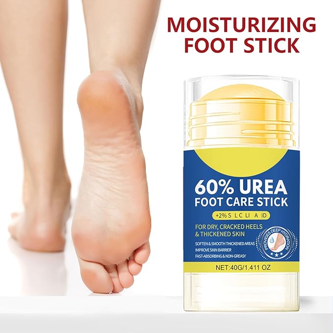 60% Urea Cracked Foot Heel Sticks - 2PCS Foot Balm Cream for Dry Cracked Feet with ALoe Vera Moisturizing Stick - Soften Feet Calluses Rough Skin Elbows Knees Hands - Foot Moisturizer Lotion for Women