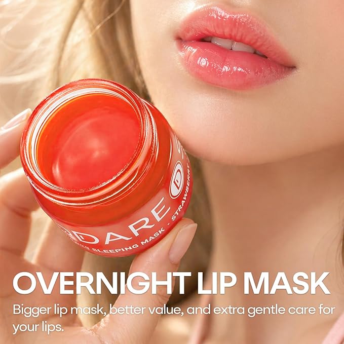 SPODARE Strawberry Sleeping Lip Mask 20g - Overnight Lip Treatment, Lip Care Hydration, Repair for Dry Cracked Lips, Soft and Nourished Lips, Birthday Gifts for Women & Teens