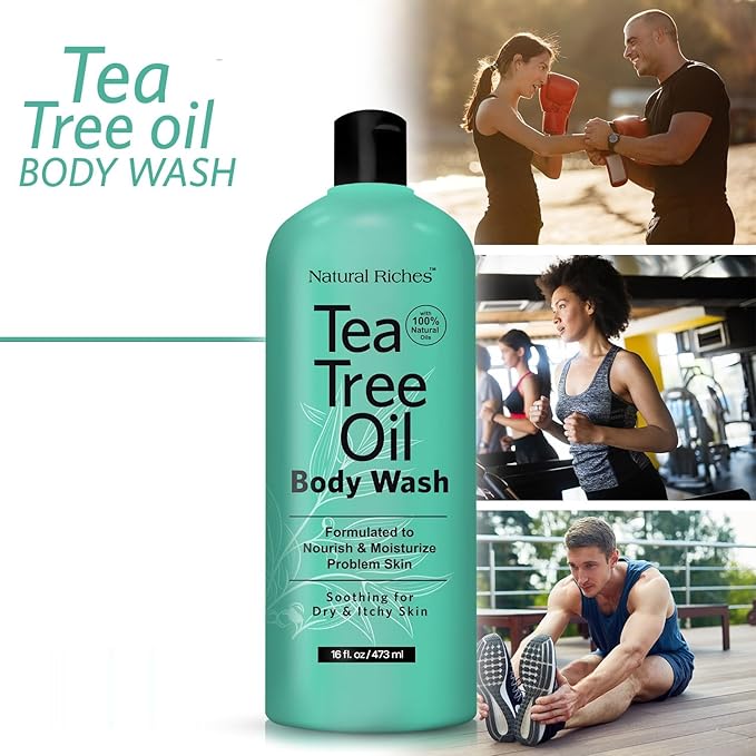 Natural Riches Tea Tree Body Wash for Men & Women,16 fl oz – Full Body Cleanser with Natural Oils, Deodorizing & Soothing Formula for All Skin Types