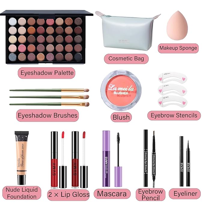 Makeup Set for Women, Makeup Full Kit for Beginners & Professionals, Travel Make up Set for Teens & Adults, Make up Gift Set for Girls, Eyeshadow Palette, Lip Gloss