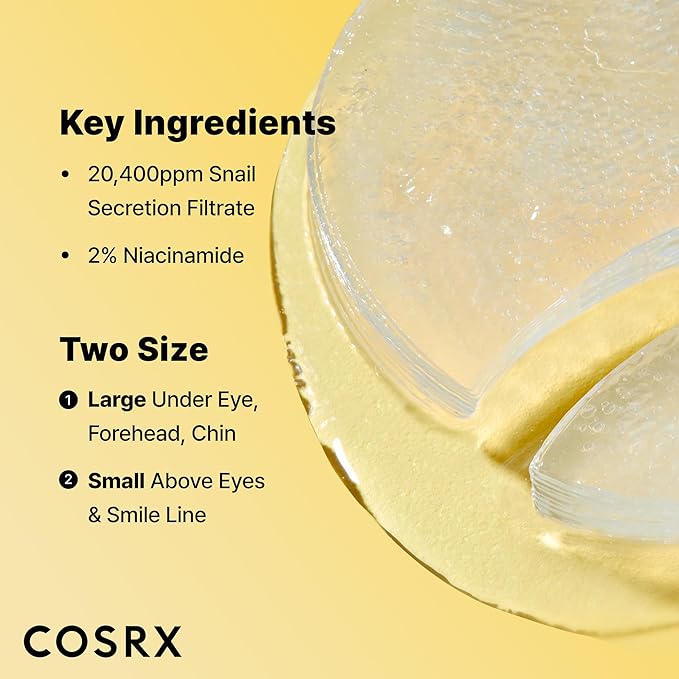 COSRX Advanced Snail Mucin Hydrogel Eye Patch for Fine Lines & Dry Under Eyes, Gel Serum Mask, Hydrating Under Eye Patches (60), Snail Eye Patches, Korean Skin Care