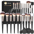 Makeup Brushes Set, Mlemle Professional 25 Pcs Makeup Kit, Include Powder Foundation Concealers Blush Eye shadows 21 Pcs Makeup Brushes and 2 Powder Puff, 2 Makeup Sponge(B02-CreamBlack)