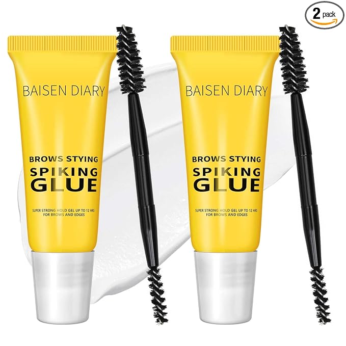 2 Pack Brow Styling Spiking Glue - Clear Eyebrow Setting Gel, 24HR Waterproof & Sweat-Proof Hold, Flawless Natural Look, Ideal for Salon & Home Use