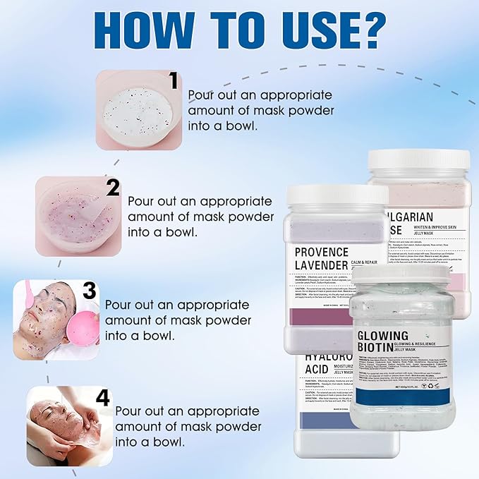 Jelly Mask Powder for Facials, Hyalorunic Acid Moisturizing Jelly Face Mask, Professional Peel Off Hydro Face Mask Powder for Fight Fine Lines